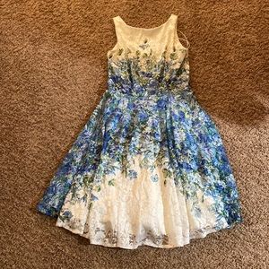 Blue and White Danny and Nicole Size 10 Dress